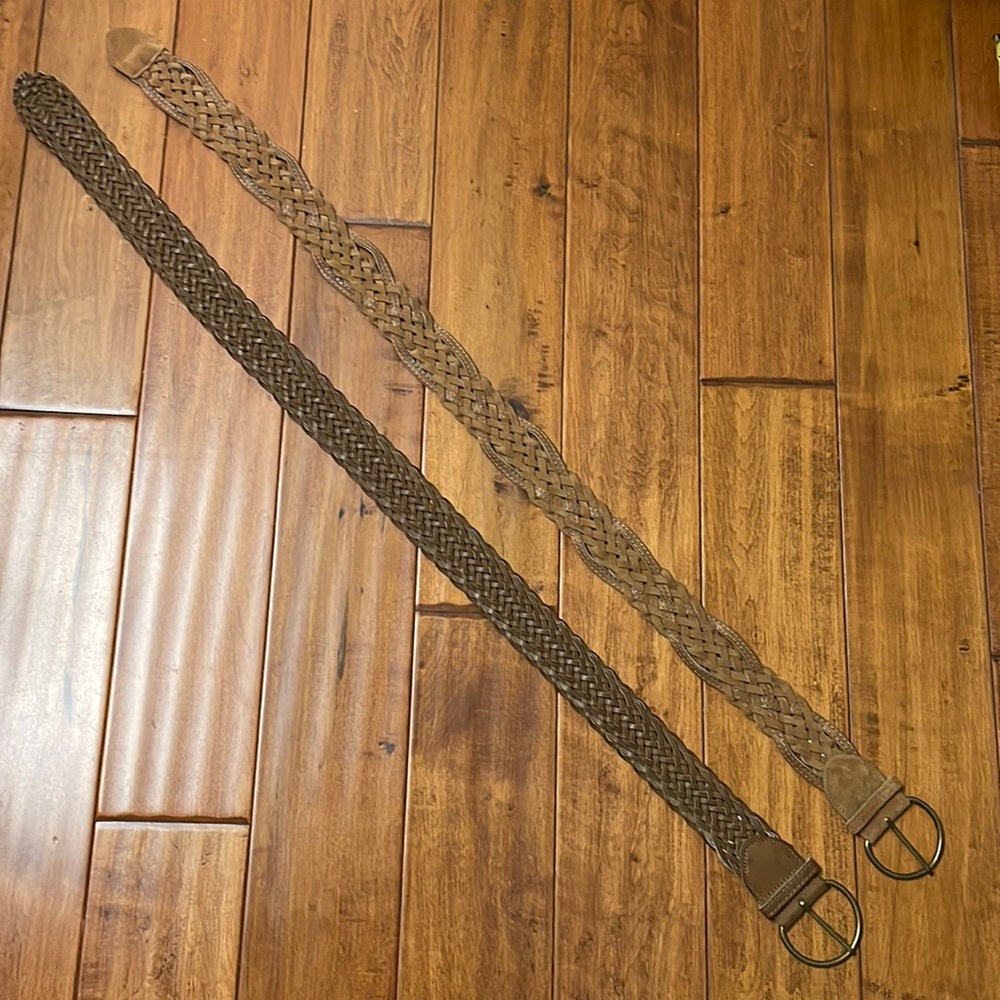 2 brown belts braided size 5